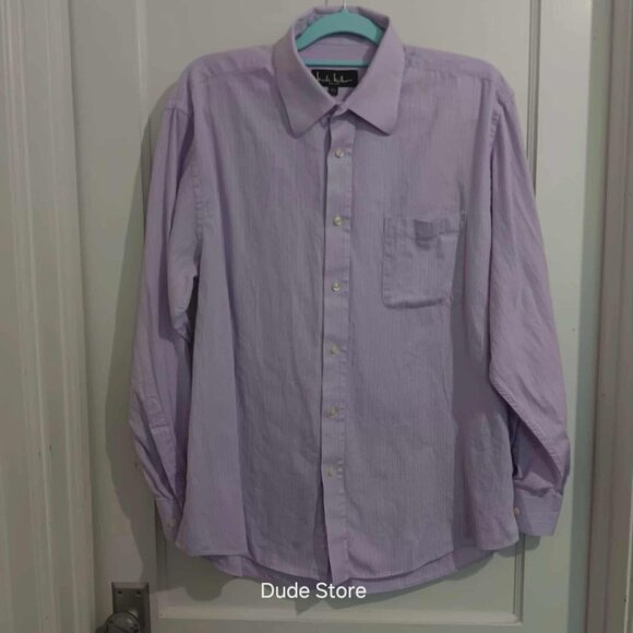Nicole Miller New York - Lavender Stripe L/S Men's Shirt - Size Large 16 34/35 - Picture 1 of 4
